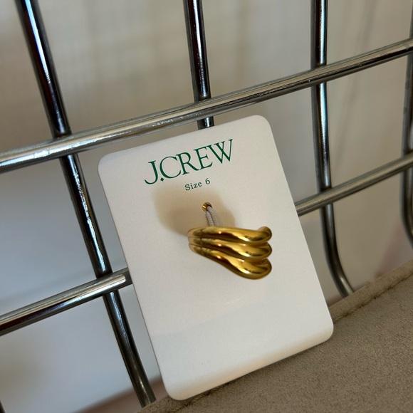 J. Crew Jewelry - J.Crew NWT Ridged sculptural ring Brass Shiny Matte Gold